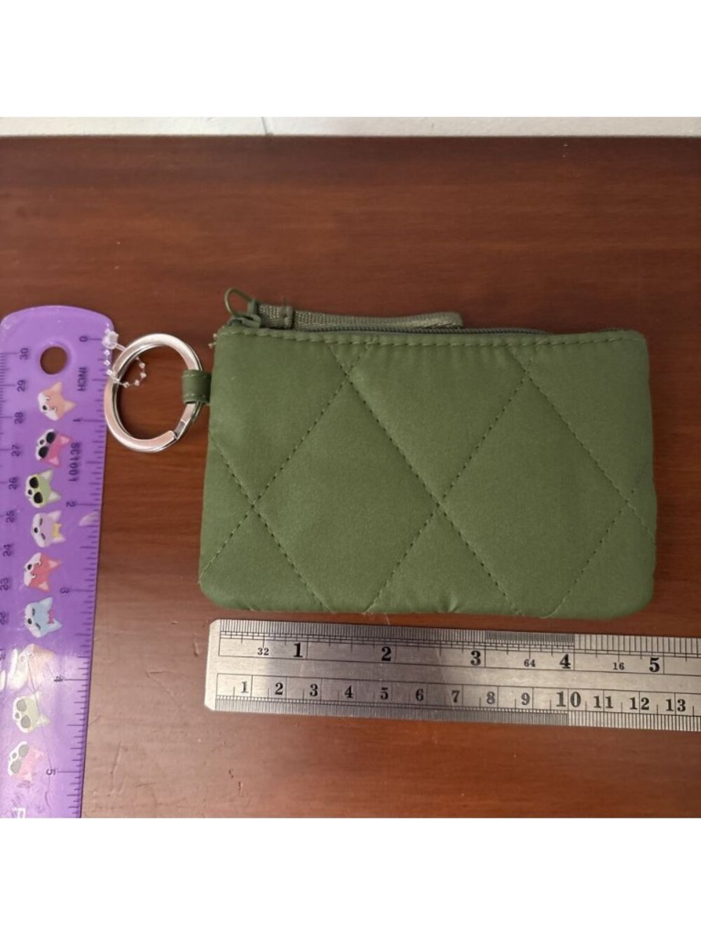 Vera Bradley Cedar Green Ultralight Zip-ID Case w/ Key Ring Floral Lining - Picture 3 of 10
